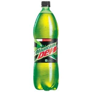 mountain dew 1 liter + 2 glass