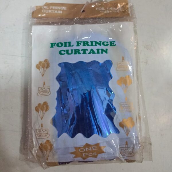 Foil fringe curtain blue
